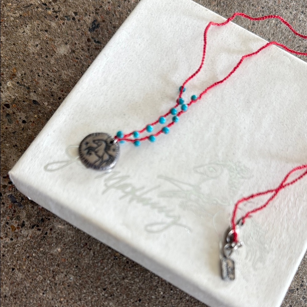 Jes maharry be brave with horse red cord w torquoise necklace